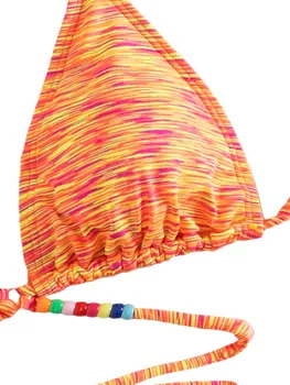 Дамски цветен печат висока талия бикини комплект с оглавник вратовръзка врата и нахални дъна за лятото плажно облекло