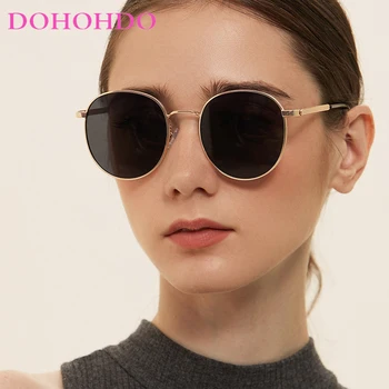 DOHOHDO метални малки овални слънчеви очила жени реколта марка дизайнер слънчеви очила мъже класически шофиране очила UV400 Oculos De Sol