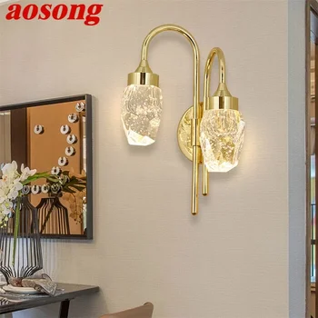 AOSONG модерна стенна лампа кристал sconce LED вътрешна стена осветително тяло злато луксозни декорации за спалня хол офис
