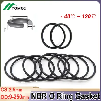  5 / 10Pcs NBR O Дебелина на уплътнението на пръстена CS 2.5mm OD 9mm ~ 250mm Нитрилни гумени кръгли пръстени Корозионно масло Устойчив на уплътняване Шайба