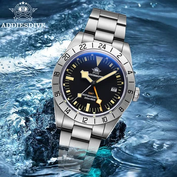 ADDIESDIVE Нов GMT часовник 39mm мъжки часовници AR огледало от неръждаема стомана 200m водоустойчив светещ кварцов часовник за мъже Reloj Hombre