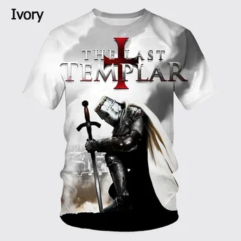 New Arrival Knights Templar Print 3d тениска Женска личност Свещен кръст модел тениска Мъжки ежедневни външни дишащи върхове