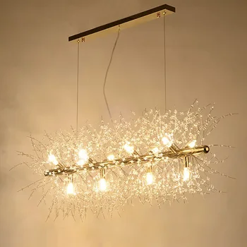 Модерен кристал Led полилей осветление за хол глухарче луксозни златни висулка светлини маса за хранене спалня окачена лампа