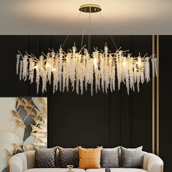 Нов полилей лента изкуство творчески клон хол американска трапезария лампа кристално декоративно осветление